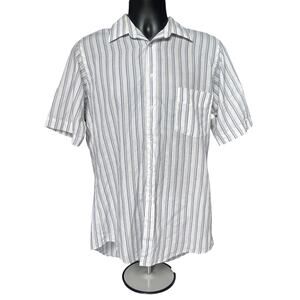 The American Edition Striped Short Sleeve Shirt White/Blue • Relaxed Fit (L/XL)